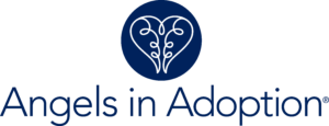 Angels in Adoption logo in blue.